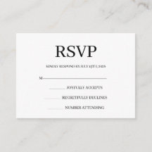 Tarjeta de Respuesta de Boda Minimalista Simple