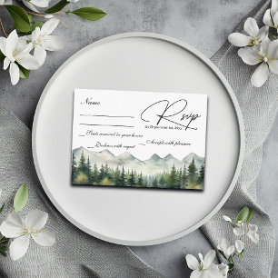 Recepción Tarjeta de respuesta de boda Montañas y Pinos