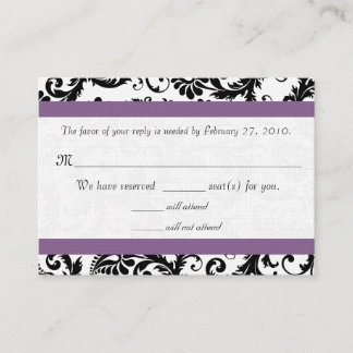 Recepción Tarjeta de respuesta de boda RSVP Púrpura Damask N