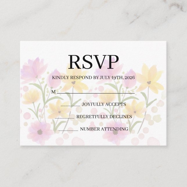 Recepción Tarjeta de Respuesta de Boda Simple (Anverso)