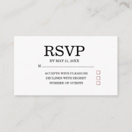 Recepción Tarjeta de respuesta de boda simple