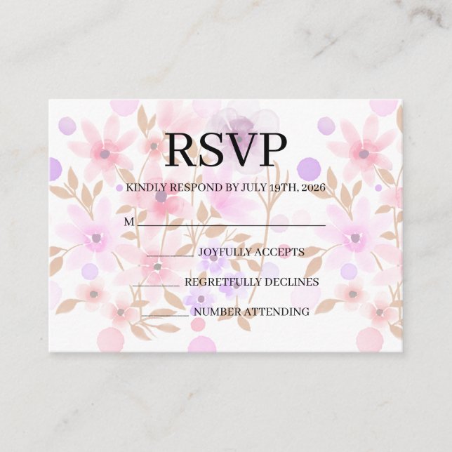 Recepción Tarjeta de respuesta de boda simple (Anverso)