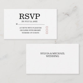 Recepción Tarjeta de respuesta de boda simple