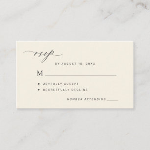 Recepción Tarjeta de respuesta de boda simple de negro y mar