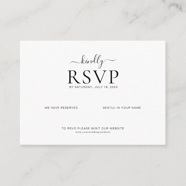 Recepción Tarjeta de respuesta de boda simple moderna (Anverso)