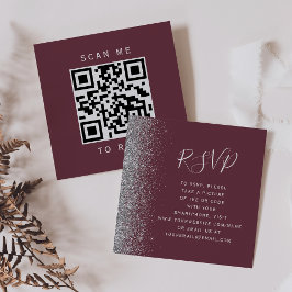 Recepción Tarjeta de respuesta de código QR de boda plateada