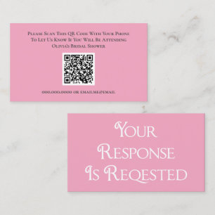 Recepción Tarjeta de respuesta de código QR de RSVP rosa par