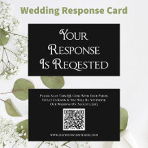 Tarjeta de respuesta de código QR RSVP blanco boda