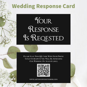 Recepción Tarjeta de respuesta de código QR RSVP blanco boda