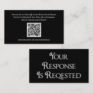 Recepción Tarjeta de respuesta de código QR RSVP blanco negr