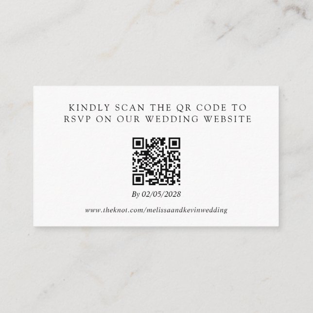 Recepción Tarjeta de respuesta de código QR RSVP de boda (Reverso)
