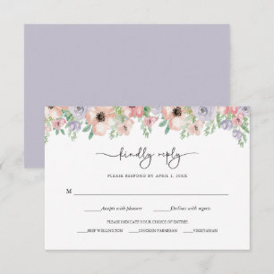 Recepción Tarjeta de respuesta de fiesta floral pastel elega