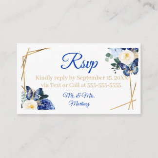 Recepción Tarjeta de respuesta de Quinceañera Mariposa Azul 
