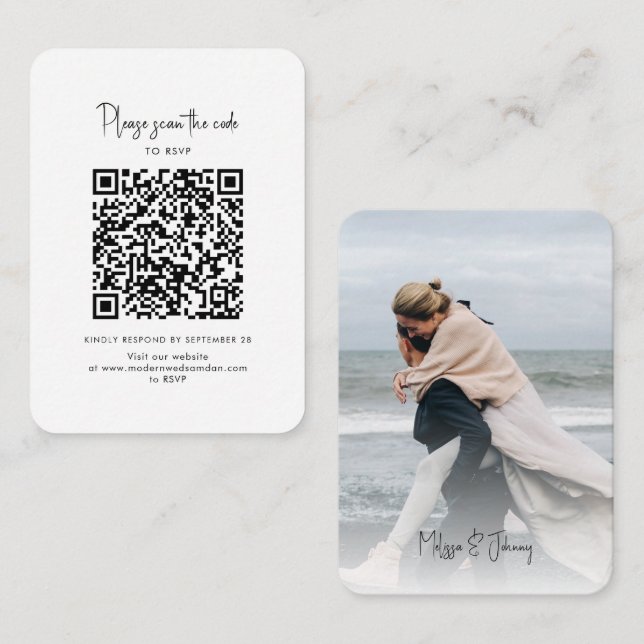 Recepción Tarjeta de respuesta de RSVP con código QR y escri (Anverso / Reverso)