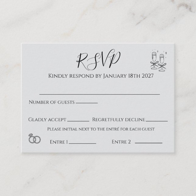 Recepción tarjeta de respuesta elegante (Anverso)