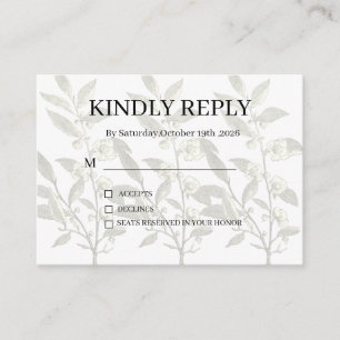 Recepción Tarjeta de respuesta floral gris plateado morado p