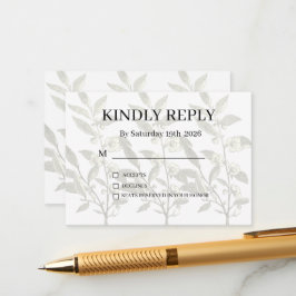 Recepción Tarjeta de respuesta floral gris plateado morado p