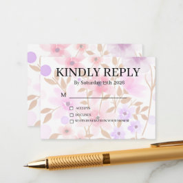 Recepción Tarjeta de respuesta floral gris plateado púrpura