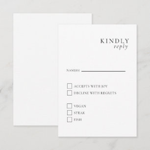 Recepción Tarjeta de respuesta minimalista elegante en negro