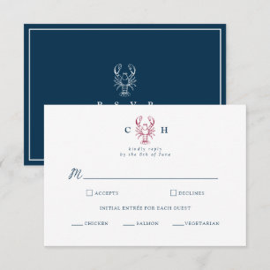 Recepción Tarjeta de respuesta para boda de langosta estilo