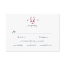 Tarjeta de respuesta para boda de langosta estilo