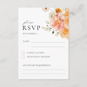 Recepción Tarjeta de Respuesta para Boda Floral de Melocotón