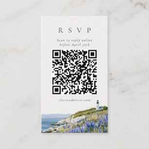 Recepción Tarjeta de respuesta QR de boda en el faro de la c