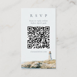 Recepción Tarjeta de respuesta QR de boda en faro con guión