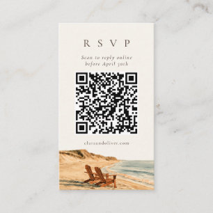 Recepción Tarjeta de respuesta QR de boda en la playa de la