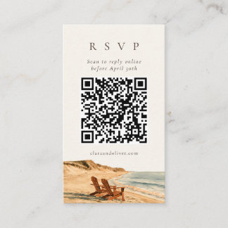 Recepción Tarjeta de respuesta QR de boda en la playa de la