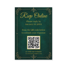 Tarjeta de respuesta QR de boda musulmana de oro v