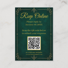 Recepción Tarjeta de respuesta QR de boda musulmana de oro v
