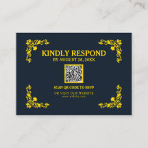 Tarjeta de respuesta QR RSVP de contraste regio az