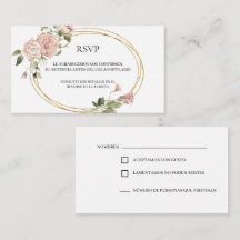Tarjeta de respuesta quinceañera con rosas y marco