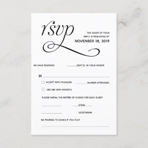 Recepción Tarjeta de respuesta RSVP clásica elegante