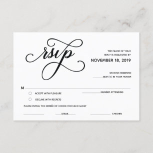Recepción Tarjeta de respuesta RSVP clásica elegante