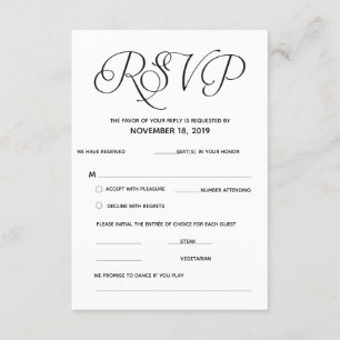 Recepción Tarjeta de respuesta RSVP clásica elegante