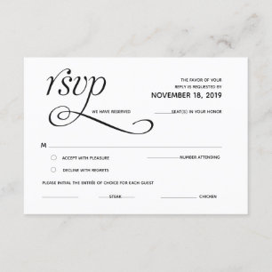 Recepción Tarjeta de respuesta RSVP clásica elegante