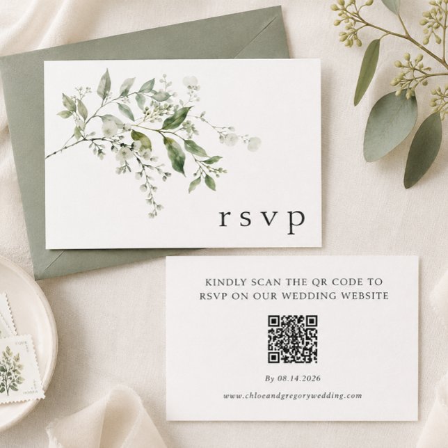 Recepción Tarjeta de Respuesta RSVP con Código QR para Boda  (Subido por el creador)