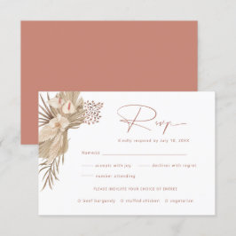 Recepción Tarjeta de respuesta RSVP de Boho Pampas Grass RSV