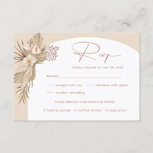 Recepción Tarjeta de respuesta RSVP de Boho Pampas Grass RSV