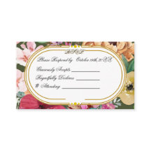 Tarjeta de respuesta RSVP de caligrafía floral Art