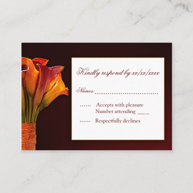 Recepción Tarjeta de respuesta RSVP de Calla lily (Anverso)