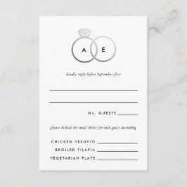 Recepción Tarjeta de respuesta RSVP de la boda de los anillo