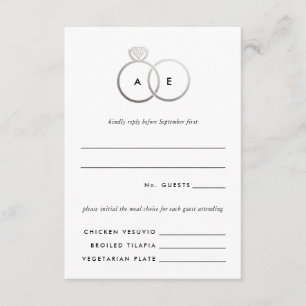 Recepción Tarjeta de respuesta RSVP de la boda de los anillo