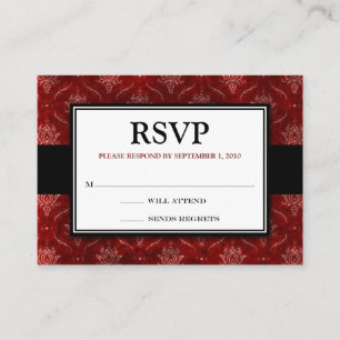 Recepción Tarjeta de respuesta RSVP de terciopelo rojo aplas