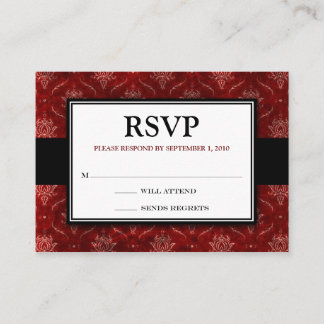 Recepción Tarjeta de respuesta RSVP de terciopelo rojo aplas