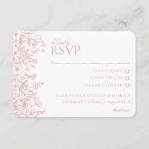 Recepción Tarjeta de respuesta RSVP floral de Chinoiserie ro