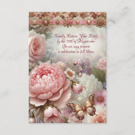 Recepción Tarjeta de respuesta RSVP Floral Vintage Rubor y F