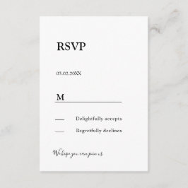 Recepción Tarjeta de respuesta RSVP moderna y elegante con s